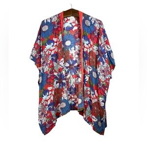 Do Everything In Love Multicolored Floral Boho Kimono Artsy Hippie One Size